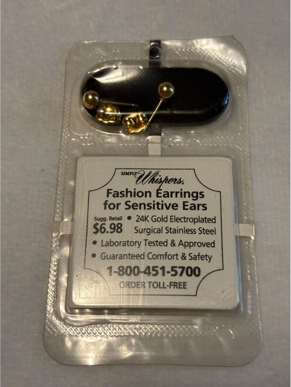 Simply Whispers 24K Gold EP Surgical Steel Post Back Earrings